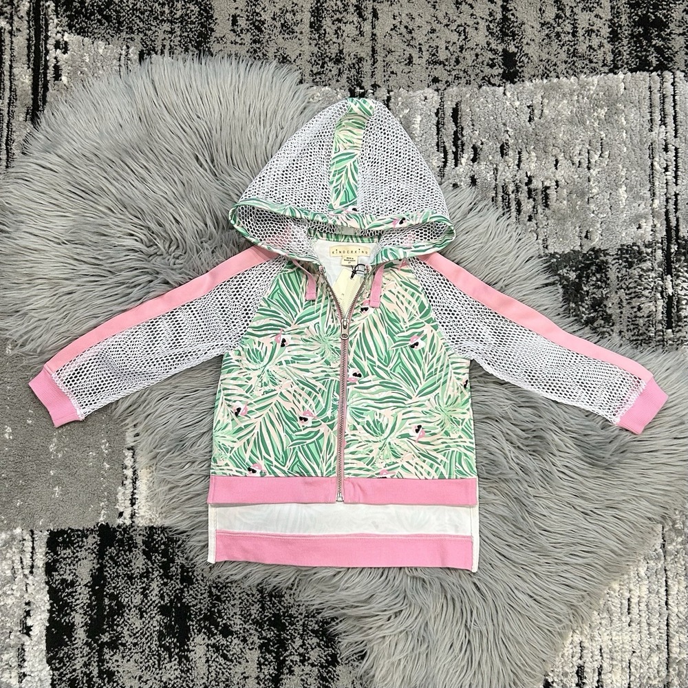 Kinderkind Goes Scuba Mesh Pink/Green Zip Up Hoodie Size‎ 6Y